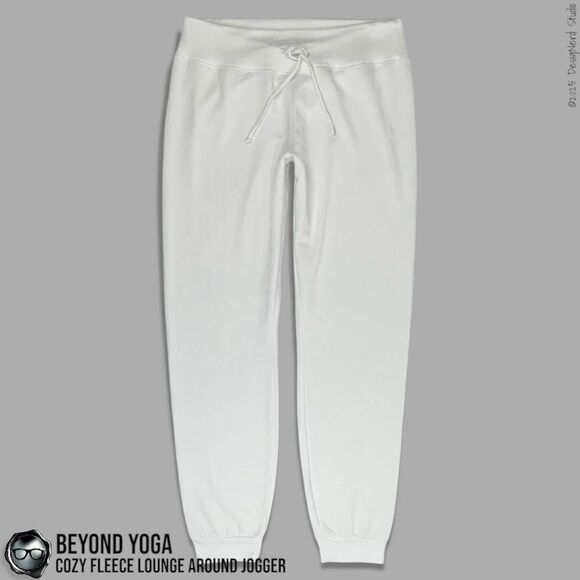 BEYOND YOGA COZY FLEECE LOUNGE AROUND MIDI JOGGER SWEATPANTS IN WHITE MODAL XL - Picture 1 of 10